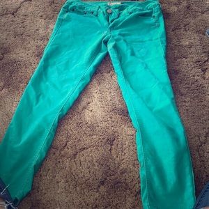 teal jeans